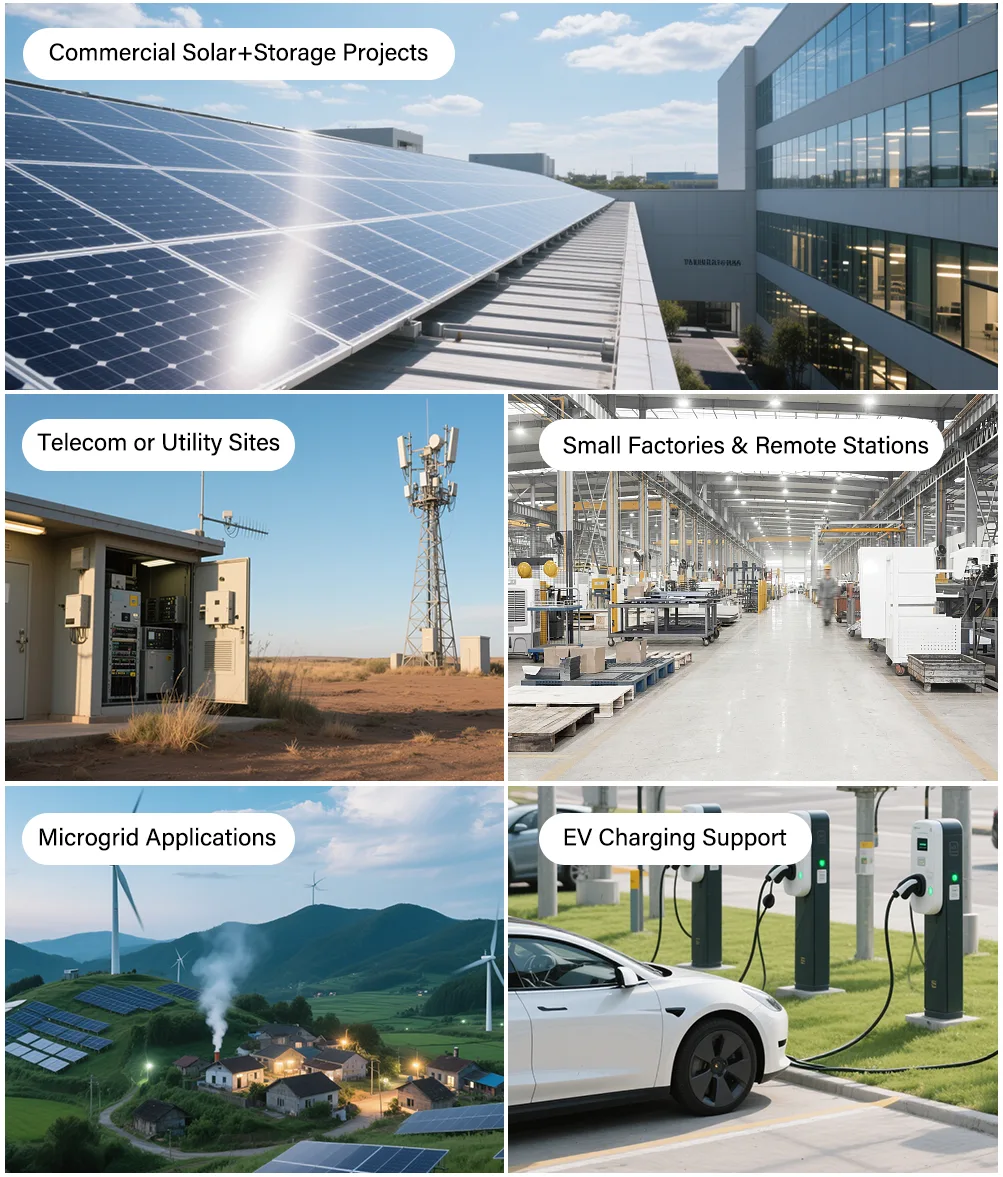 Application Areas of HT InfinitePower 50kWh–60kWh Industrial Battery Storage Cabinet Systems